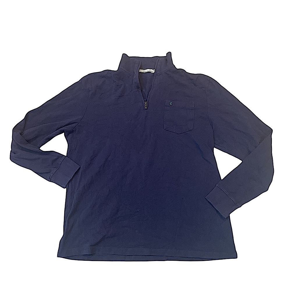 Criquet Organic Cotton 1/4 Zip Pullover Navy Blue Golf Quarter-Zip Size XL